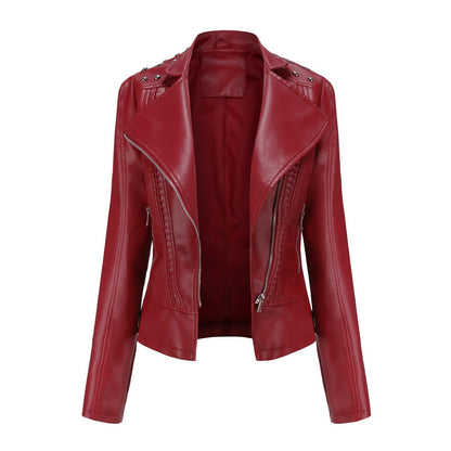 Chic Beaded Leather Motorcycle Jacket